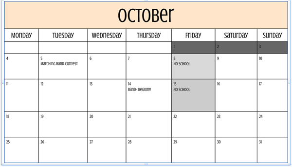 October at a Glance